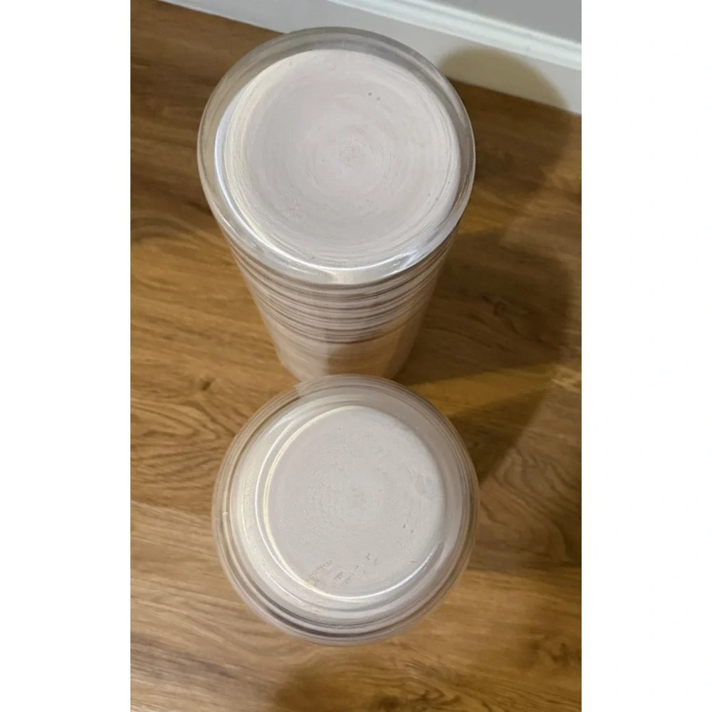 🏺Large Decorative Glass Vases Neutral Striped Design | 14” & 15” | Set of 2